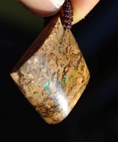 Matrix Opal Necklace,Hand Polished Boulder Opal Pendant,Shibari Macrame Cord,Elven jewelry, viking larp celtic tribal jewellery
