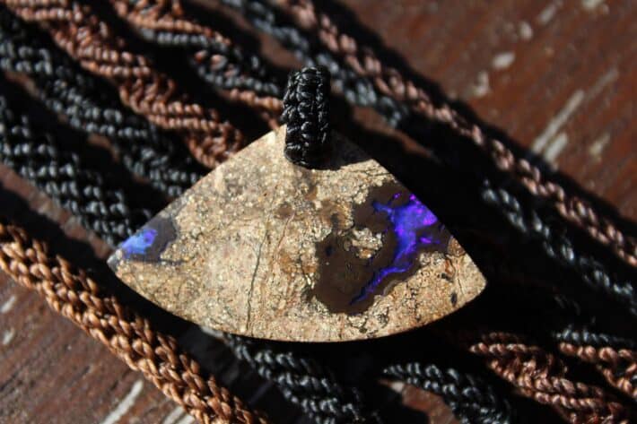 PURPLE OPAL NECKLACE,Koroit Opal Pendant, Australian made macrame cord reiki crystal healing elven pendant necklace talisman jewellery