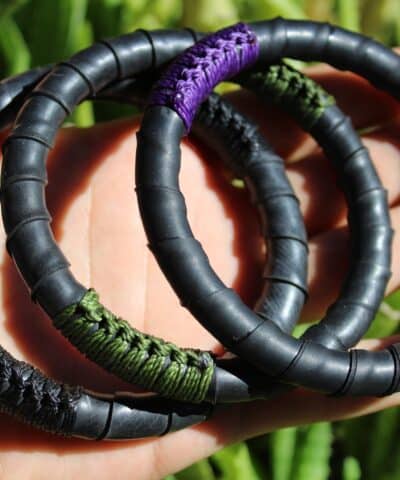 Tribal Bangle, Upcycled Inner tube Rubber Bracelet,NeoTribal Fashion Recycle Burningman Jewelry,Eco Vegan Celtic Larp viking Cuff