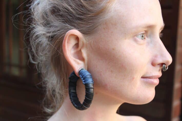 Metamorphic Earrings, Upcycled Inner tube Rubber Earrings,NeoTribal Fashion Recycle Burningman Jewelry, Eco Vegan Celtic Larp viking