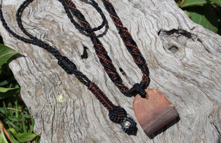 Marra Mamba Tigereye Necklace, Australian Tiger Eye, Australian Made Macrame Cord Jewelry, Healing Crystal, Natural stone gift for her him