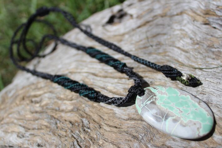 Australian Variscite Necklace, Australian Made Macrame cord Variscite Pendant Healing Jewellery, Green Stone Necklace, November Birthstone