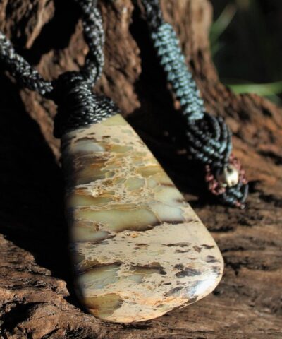 Silver Peak Variscite Necklace Jewelry,American SpiderWeb Variscite Pendant,Australian Made Macrame cord,Elven Jewelry, Variscite Pendant