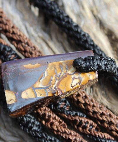 Boulder Opal Art Pendant. Genuine Australian Opal Macrame Necklac. Elven Rustic Style jewelry
