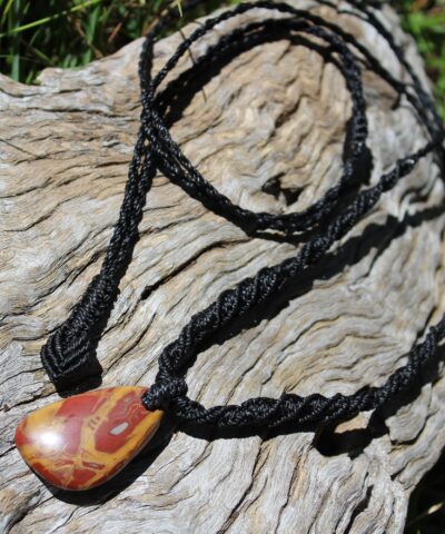 Australian Noreena Jasper Necklace,Aboriginal Colours Necklace,Elven Macrame Necklace,indiginous Necklace, australian made macrame cord