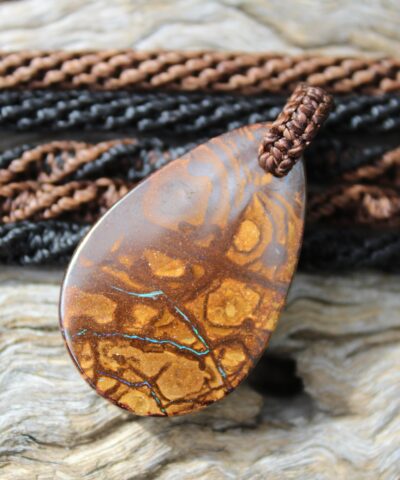Opal Pendant, Australian Boulder Opal Tribal Macrame Necklace, Elven Elf Cosplay