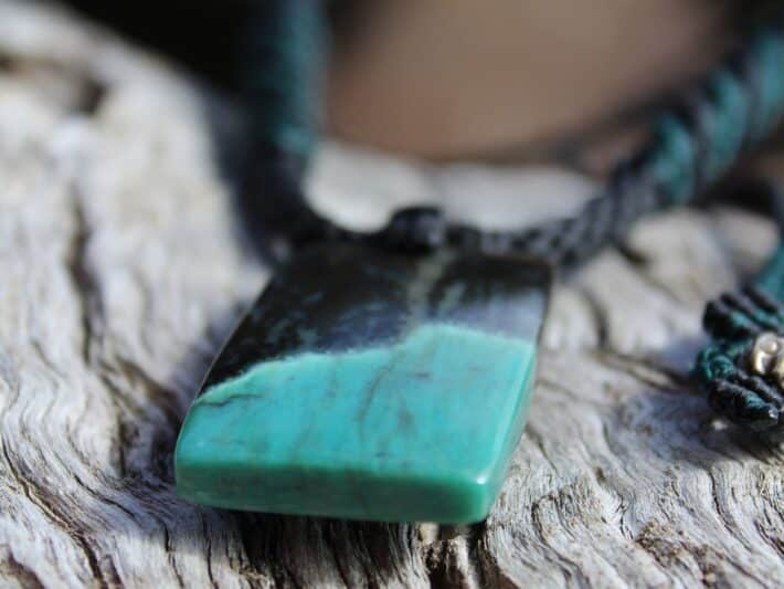 Green Opal Necklace Opalized wood Talisman,Elven opal Pendant Jewelry, Petrified Wood Australian Made Macrame Cord, Australian seller