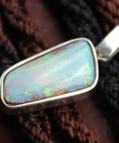 Authentic Real Matrix Crystal opal Jewelry,Australian made macrame cord, PETRIFY Wood Gemstone OPAL Necklace,Fire Boulder Opal pendant