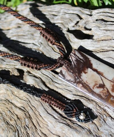 Outback Jasper Necklace. Australian Picture Jasper Pendant , first nation jewelry,aboriginal art pendant,Macrame Cord,Platypus Dreaming