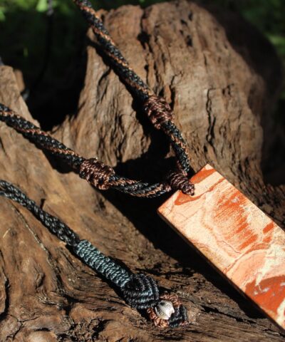 Australian Red Snake Skin Jasper Pendant. Red SnakeSkin Jasper Necklace, Necklace,Australian Made Macrame Cord, Indigenous Art Talisman
