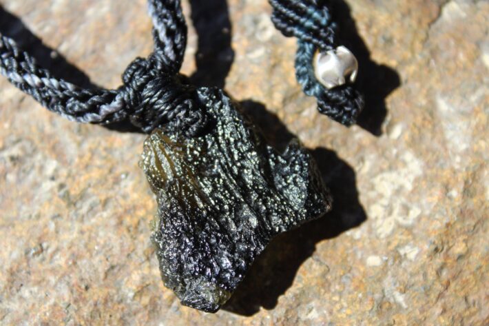 Platypus Dreaming MOLDAVITE Pendant, Moldavite Necklace,Elven Raw CRYSTAL Necklace, Australian Made Macrame Cord Authentic Moldavite Jewelry