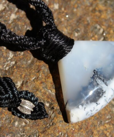Dendritic Opal,Dendrite Opal Necklace,Merlinite Pendant,Agate necklace,Australian made macrame cord Healing stone Jewelry