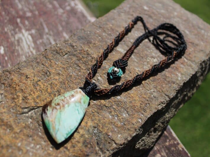 Elven Collawood Necklace,Tribal Pendant Necklace,Healing crystal jewelry,Petrified Wood Opal Pendant,Macrame Necklace,COLLA WOOD