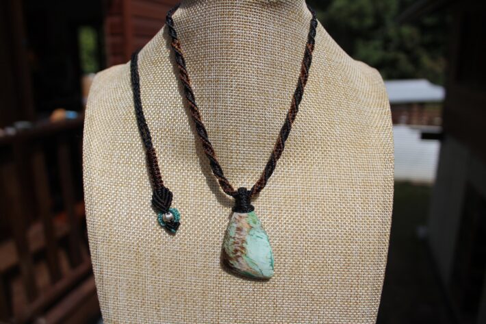 Elven Collawood Necklace,Tribal Pendant Necklace,Healing crystal jewelry,Petrified Wood Opal Pendant,Macrame Necklace,COLLA WOOD