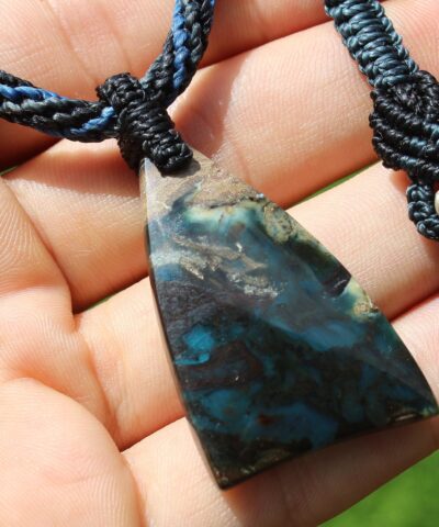 Opalized wood Blue Opal Necklace,Green Opal Talisman,Elven Jewelry,Petrify wood,OPAL Pendant,Petrified Wood