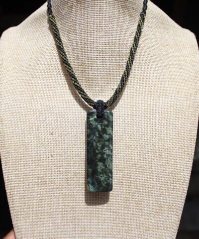 Australian Royal Rhyolite Necklace, Rain-forest Jasper Pendant, Australian Made macrame cord,ELVEN jewelry, Elf Pendant, Green Stone Jewelry