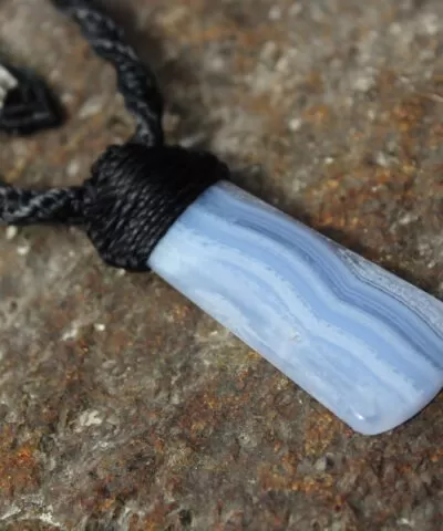 Blue Lace Agate Necklace , BlueLace Agate Pendant, Australian made Elven Macrame Cord Healing Crystal Jewelry , Christmas gift idea