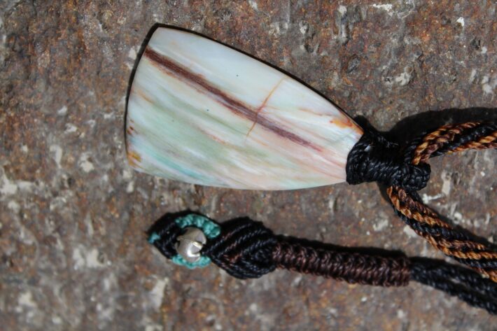 Elven Collawood Necklace,Tribal Pendant Necklace,Healing crystal jewelry, Petrified Wood Opal Pendant,Macrame Necklace,COLLA WOOD