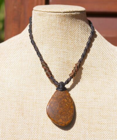 Australian Cloncurry Jasper Pendant,Australian made macrame cord, protection Talisman Necklace,Elven Gemstone healing crystal,reiki pendant