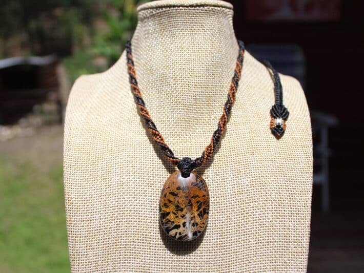 Australian Pilbara Jasper Pendant, Australian made tribal wear macrame cord summer beach jewelry, surfer necklace, indiginious talisman
