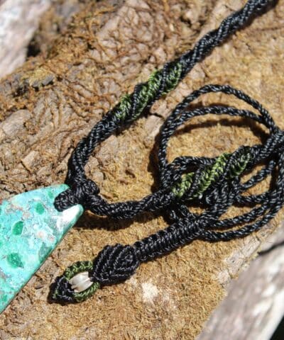 AUSTRALIAN CHRYSOCOLLA Pendant,Natural Malachite Necklace, Australian made Macrame cord,Malachite Gemstone Pendant, summer beach jewellery