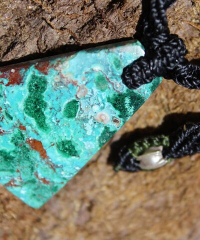 AUSTRALIAN CHRYSOCOLLA Pendant,Natural Malachite Necklace, Australian made Macrame cord,Malachite Gemstone Pendant, summer beach jewellery