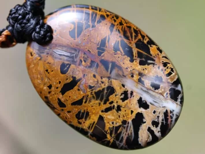 Australian Pilbara Jasper Pendant, Australian made tribal wear macrame cord summer beach jewelry, surfer necklace, indiginious talisman