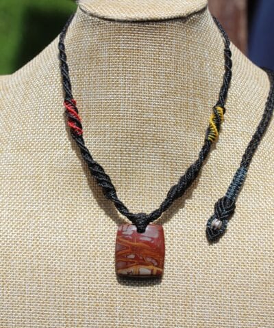 Australian Tribal Noreena Jasper Pendant Necklace, Australian made macrame cord, Australian indigenous Colours,First Nation Collection