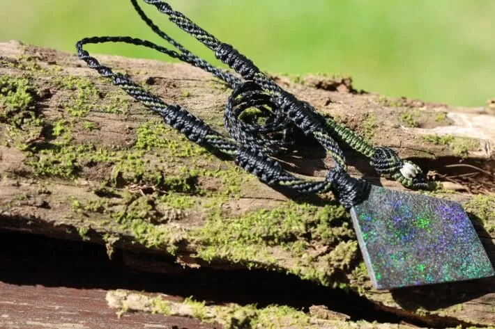 Big Australian Fairy OPAL Necklace,Opal Tribal Pendant,Burning Man Jewelry,Australian Made Macrame cord necklace,Glowing Stone Pendant