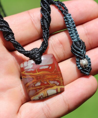 Australian Tribal Noreena Jasper Pendant Necklace, Australian made macrame cord, Australian indigenous Colours,First Nation Collection