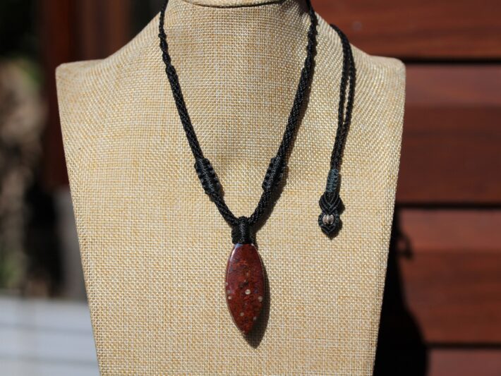Red Moss Agate Pendant, australian made macrame cord, medieval necklace,Red Stone Jewellery,Healing Stone, Celtic Viking