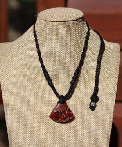 Red Moss Agate Necklace Moss Agate Pendant, Australian made Elven Macrame Cord Healing Crystal Jewelry, Christmas gift idea