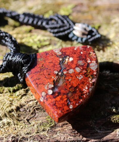 Red Moss Agate Necklace Moss Agate Pendant, Australian made Elven Macrame Cord Healing Crystal Jewelry, Christmas gift idea