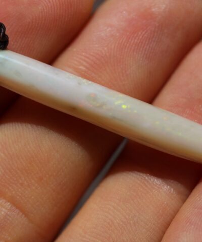 Opal Belemnite, White Fossil Opal Pendant, Cooper pedy opal with Macrame Cord