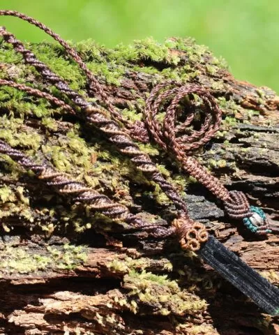 Cathedral Green blue tourmaline Necklace, Specimen crystal necklace, Australian madeacrame cord, October BirthStone,green blue tourmaline