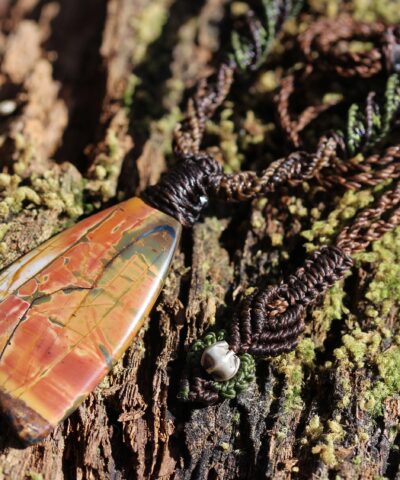 Out Back Scenic Jasper Pendant, Australian made Handmade Macrame cord Outback Jasper Necklace, Elven Healing crystal jewelry,