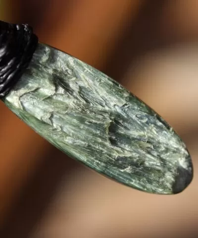 Siberian Seraphinite Pendant Doublesided,Genuine Seraphim Angel Jewelry ,Green Crystal,Macrame Necklace,silver