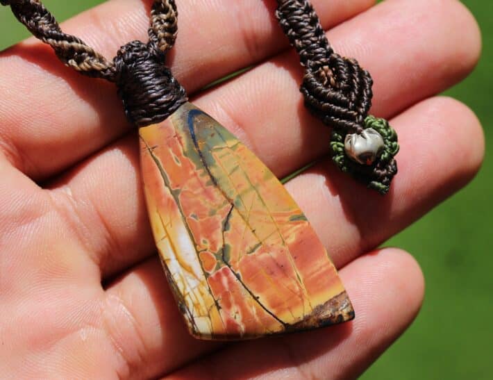 Out Back Scenic Jasper Pendant, Australian made Handmade Macrame cord Outback Jasper Necklace, Elven Healing crystal jewelry,