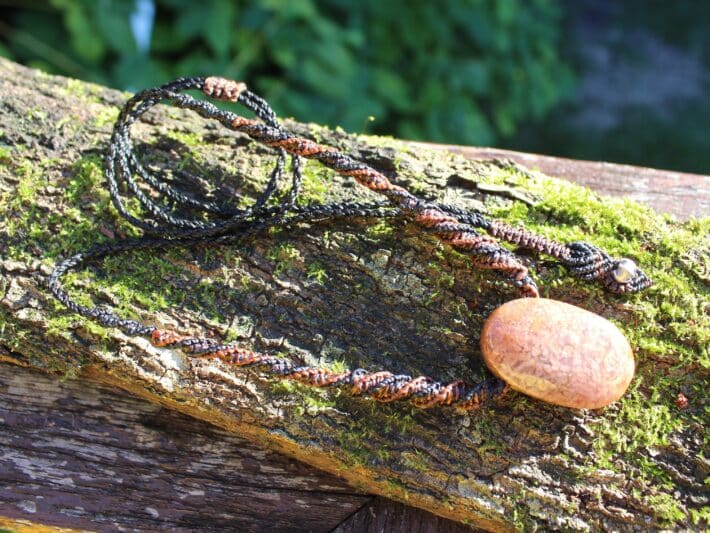 Pink Moss Agate necklace, Moss Agate Pendant, Australian made Macrame Cord Healing Crystal Jewelry, september birthstone