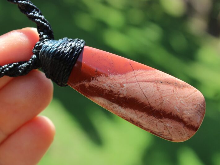 Australian Red Snakeskin Jasper Pendant ,Aboriginal Crystal Necklace