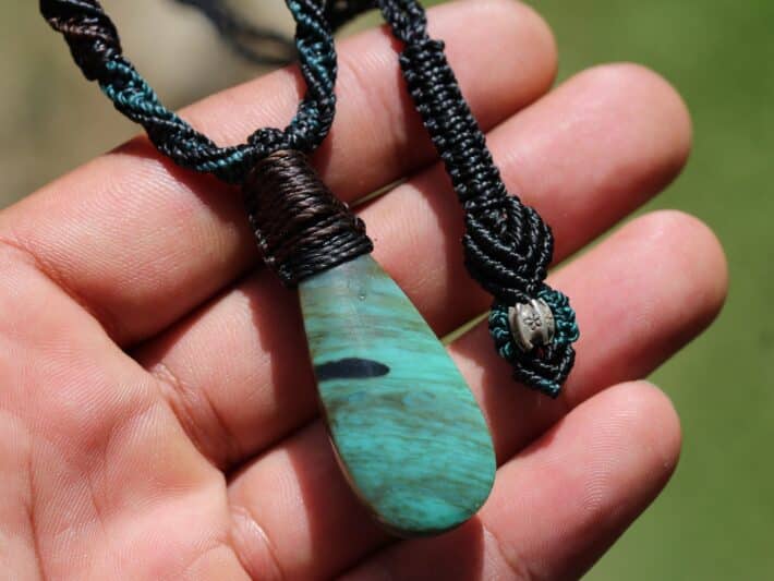 Opalized wood pendant necklace,green opal necklace,elven jewelry,petrified wood, australian made macrame cord,natural statement talisman