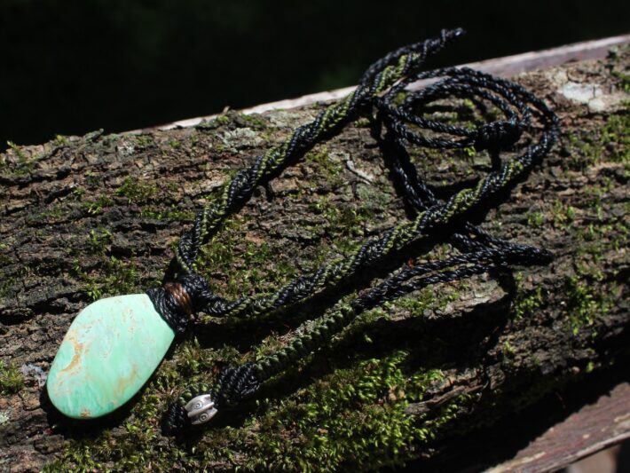 Australian Variscite Necklace, Australian Stone Pendant,Aboriginal Art Talisman,Australian Made Healing Crystal Jewelry, Elven Macrame cord