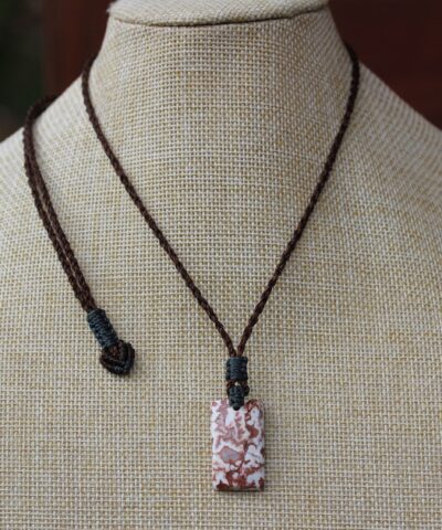 Australian Crazy Lace Agate Necklace,Shibari crystal Pendant,Elven Macrame Necklace,BURNING MAN jewelry,viking tribal talisman, larp