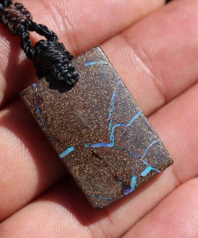 Art Opal Necklace ,Australian Opal Pendant, Australian made Macrame Cord, Elven Jewelry Tribal Talisman