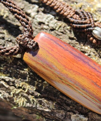 Australian sunset jasper pendant,Platypus Dreaming aboriginal art crystal necklace,first nation jewelry, elven australian made macrame cord