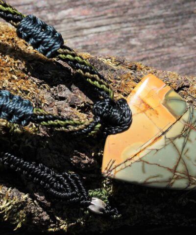 Arrow Out Back Scenic Jasper Necklace, Talisman Pendant, Australian Made Macrame Cord, Healing Crystal Jewelry, gift for him , gift for her