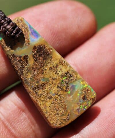 Crystal Opal Necklace, Boulder Opal Pendant Necklace, Replacement opal, Dinosaur Bone, Australian made macrame cord, reiki healing jewelry