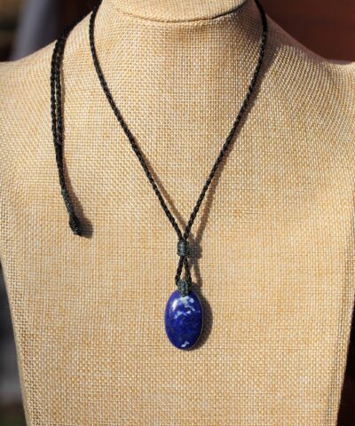 Lapis Lazuli Elven Macrame Necklace,Pyrite Pendant,Viking Celtic Necklace,Elf cosplay,Blue Stone,