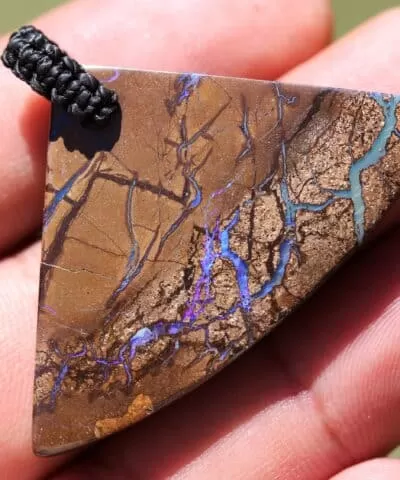 Natural Opal Pendant. Elven Boulder Opal Necklace with Macrame Shibari Cord