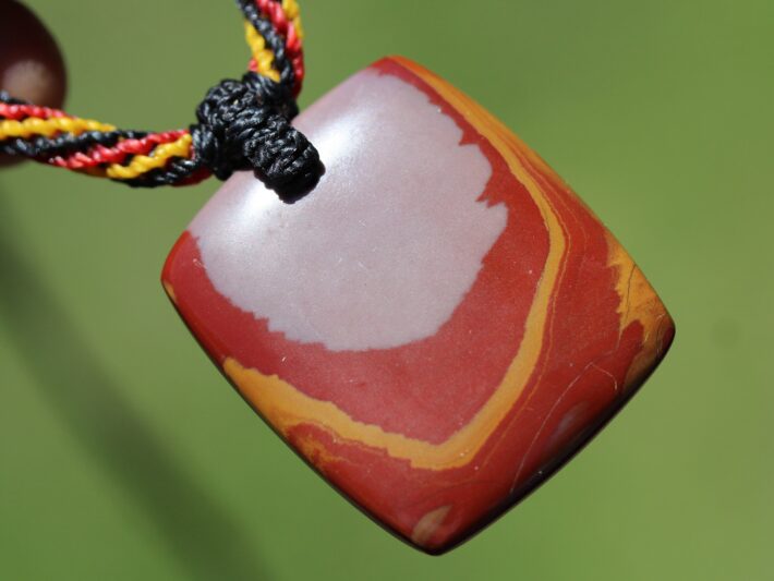 Aboriginal colour necklace noreena jasper necklace, australian made macrame cord healing crystal jewelry, natural stone indigenous pendant